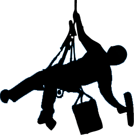 Hanging window cleaner from logo